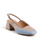 Slingback Πέδιλα με Τακούνι 6εκ και Μπλε Λεπτομέρεια 35841