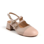 Slingback Πέδιλα με διπλή μπαρέτα και Δίχρωμη Μύτη 30411