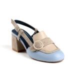 Slingback Πέδιλα με Μοντέρνο Design και Μπλε-Μπεζ Αντίθεση 30321