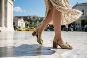 Δερμάτινα Πέδιλα με Χαμηλό τακούνι