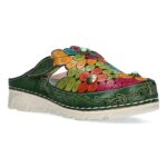 Laura Vita Γυναικεία Δερμάτινα Σανδάλια – Πολύχρωμα Floral Mules με Ανατομικό Πάτο DORRY 22 - Kaki