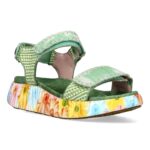 Laura Vita Γυναικεία Δερμάτινα Πέδιλα – Πράσινα Sandals με Floral Σόλα & Ανατομικό Πάτο NIKITO 06 - Vert