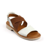 Δερμάτινα σανδάλια σε άσπρο και τακούνι 2,5cm 117127033