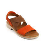 Δερμάτινα σανδάλια σε πορτοκαλί και τακούνι 2,5cm 117127031