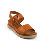 Δερμάτινα σανδάλια σε Ταμπά χρώμα και τακούνι 4cm 238022