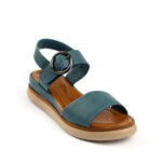 Δερμάτινα σανδάλια σε Μπλέ χρώμα και τακούνι 4cm 238021
