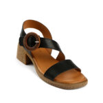 Δερμάτινα πέδιλα σε κλασικό Μαύρο και τακούνι 5cm 117128011