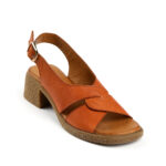 Δερμάτινα πέδιλα σε ζεστή ταμπά απόχρωση τακούνι 5cm 117128051