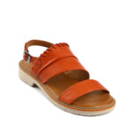 Δερμάτινα σανδάλια σε Ταμπά χρώμα και τακούνι 2,5cm 117127002