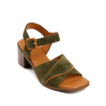Γυναικεία Δερμάτινα Πέδιλα από Φυσικό Καστόρι – Πράσινο με Τακούνι 6cm & Κομψό Design 50026152