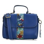 Γυναικεία Τσάντα Laura Vita – Μπλε με Floral Λεπτομέρειες ALICIA 02