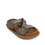 Γυναικεία Δερμάτινα Σανδάλια Comfort Slide με Χιαστί Φάσες 2613202