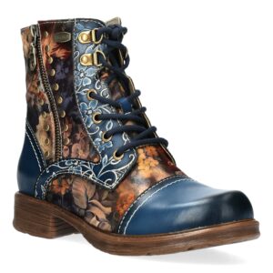 Γυναικεία Δερμάτινα Μποτάκια Laura Vita – Μπλε Floral Anitao 10 Blue Laura Vita