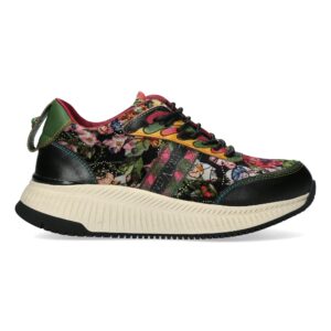 Γυναικείο Δερμάτινο Sneaker Laura Vita – Floral Design με Chunky Σόλα Buzzo 05 Noir