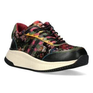 Γυναικείο Δερμάτινο Sneaker Laura Vita – Floral Design με Chunky Σόλα Buzzo 05 Noir Laura VIta