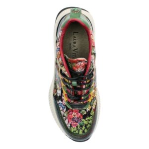 Γυναικείο Δερμάτινο Sneaker Laura Vita – Floral Design με Chunky Σόλα Buzzo 05 Noir