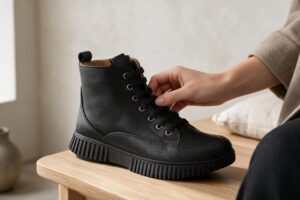Γυναικεία Δερμάτινα Casual Μποτάκια Δετά με Πλαϊνό Φερμουάρ – Urban Comfort & Style 10750273821