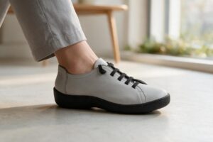 Γυναικεία Δερμάτινα Casual Δετά Παπούτσια με Ελαστικά Κορδόνια – Γκρί 14190042